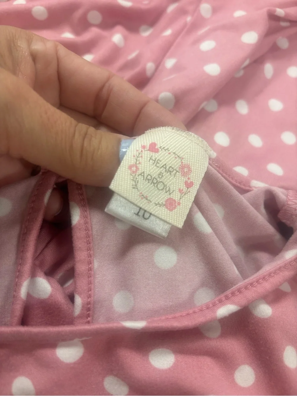 Girls Pink Polka Dot Tie-Waist romper